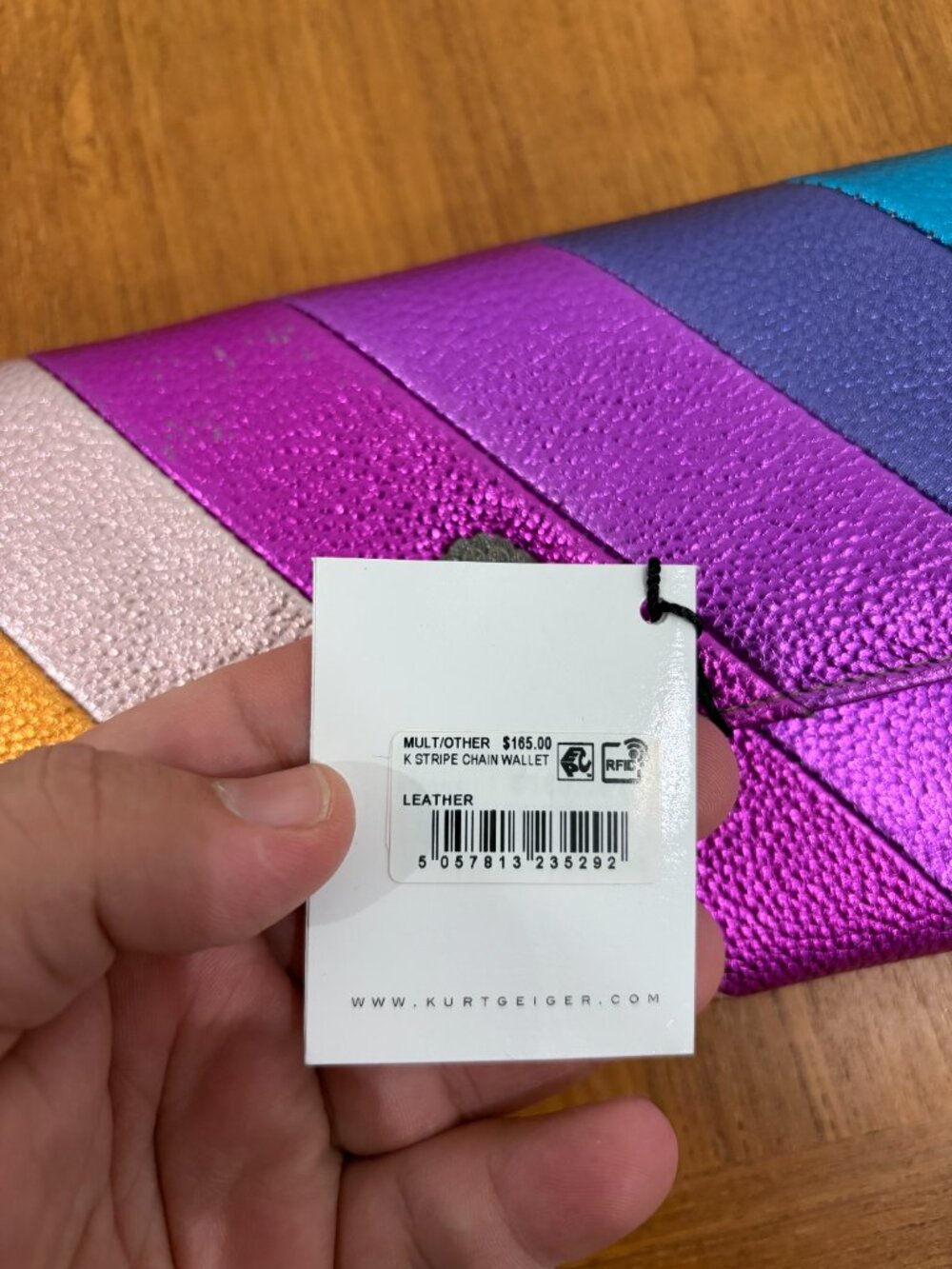 Kurt Geiger London Kensington Metallic Rainbow Crossbody Wallet ( has damage ) - Picture 4 of 7